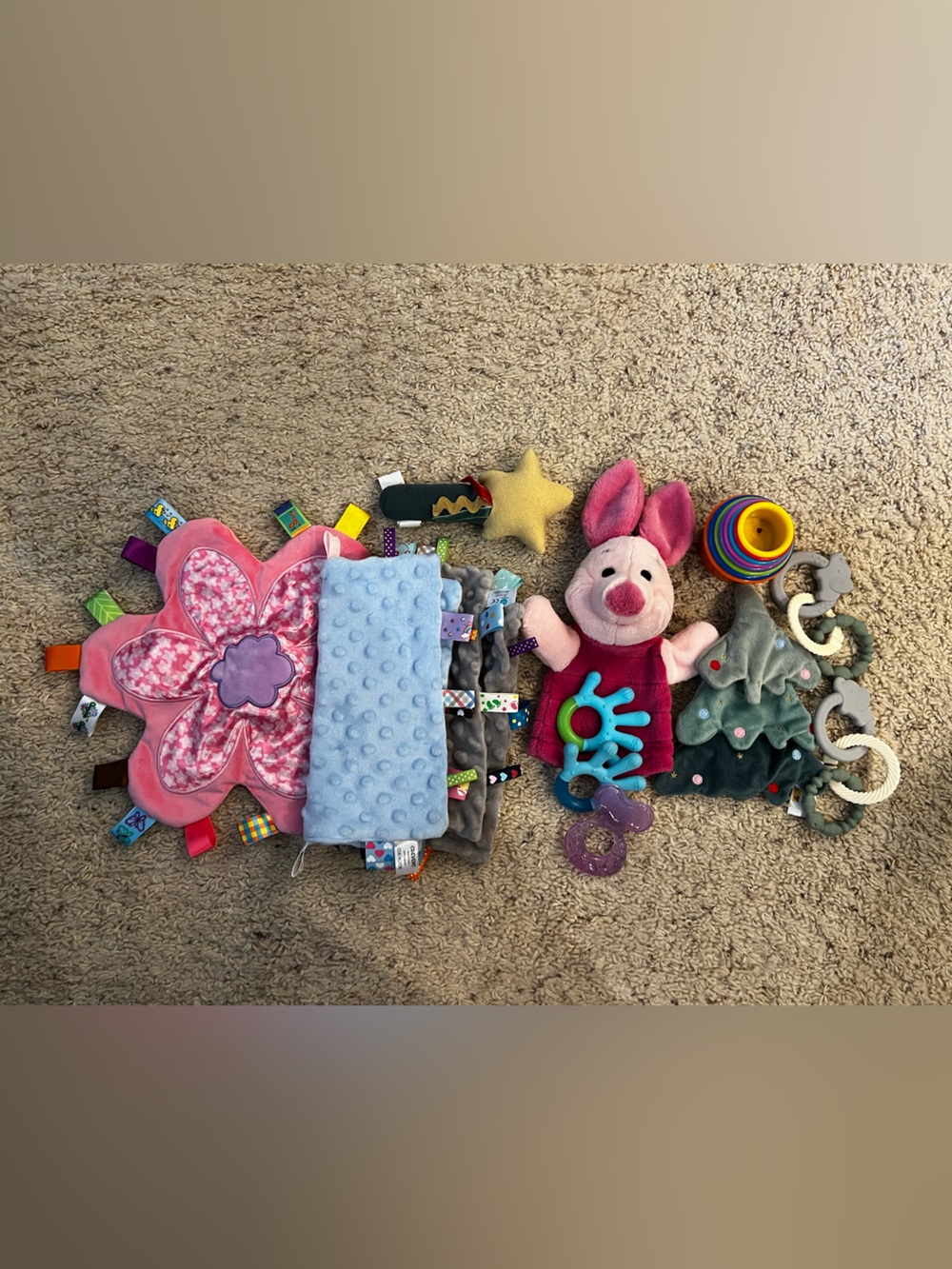 Baby Toy Bundle Tag Blankets Stacking Cups Rattle Teether Itsy Ritsy Piglet